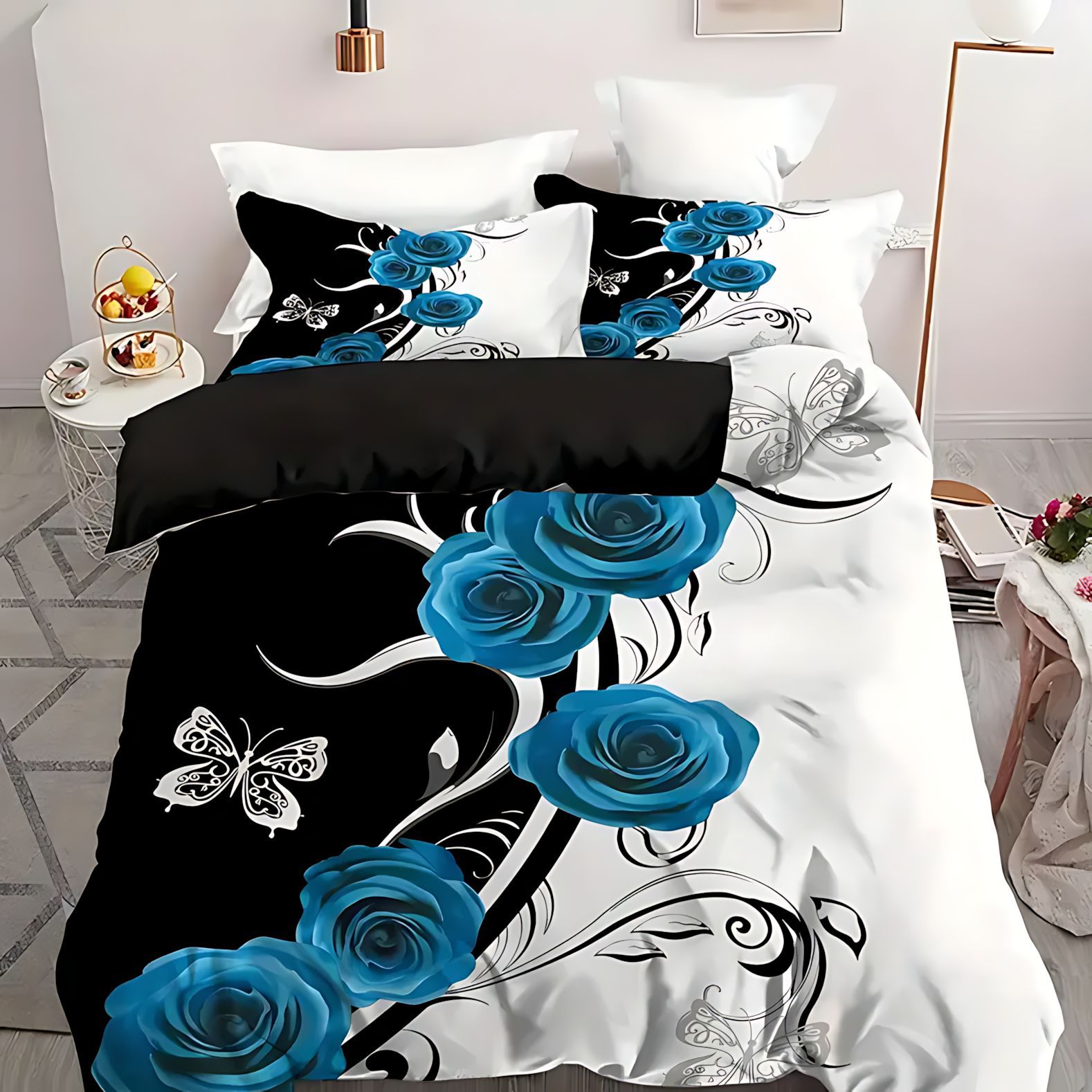 TEMU / JIT flores de mariposa impresión digital 3D edredón fuente de fabricante de ropa de cama