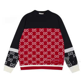 正确版.G古家针织毛衣.25秋冬季潮牌时尚圆领提花男款上衣无
