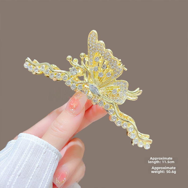 Temperamento Full Diamond Metal Shark Clip Hairpin Back Head Coil Hair Grab Clip Donna Primavera Estate Super Large Clip Copricapo Hair Grab_voghion.com