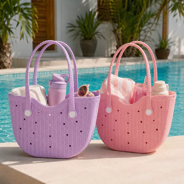 2025 New Eva Perforated Beach Bag in Candy Colors, Soft and Versatile, Bright and Vibrant Macaron Colors, DIY Beach Bag