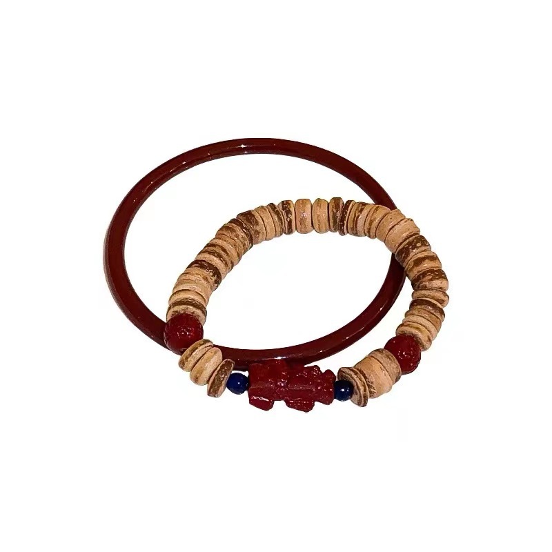 Nuevo estilo chino cáscara de coco cinabrio cuentas pulsera traje ins nicho diseño retro temperamento todo partido antiguo estilo pulsera