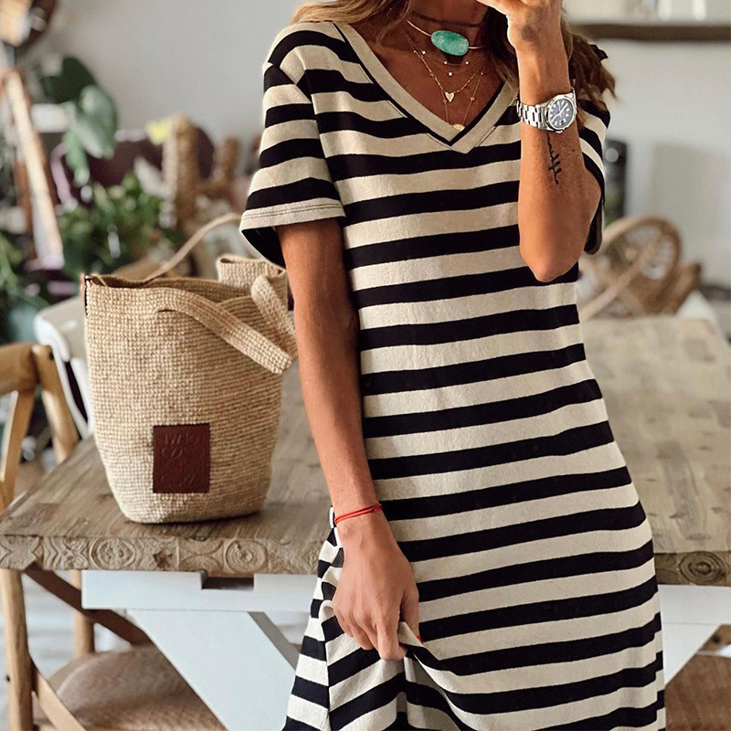 Summer Best Women Clothes Slit Loose Printed Dress
