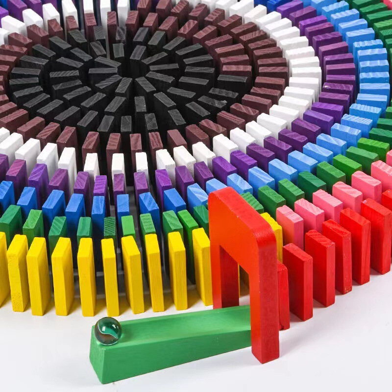 Large color domino building blocks machine code arrangement manual children's educational wooden toys wholesale
