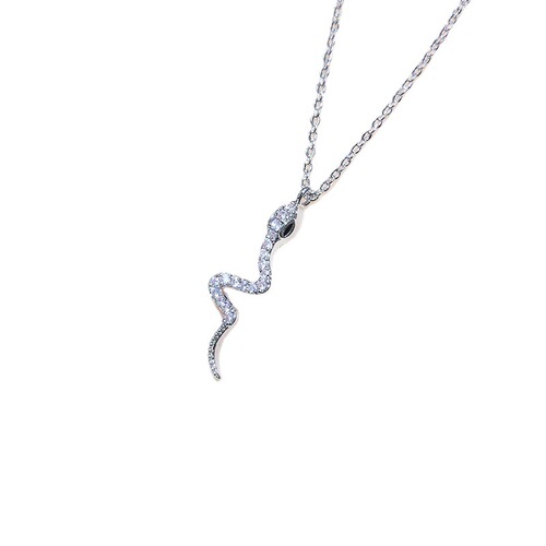 Copper Micro-Engraved Diamond Personalized Snake Style Korean Fashion Women's Necklace, Influencer Style Popular Clavicle Chain Wholesale
