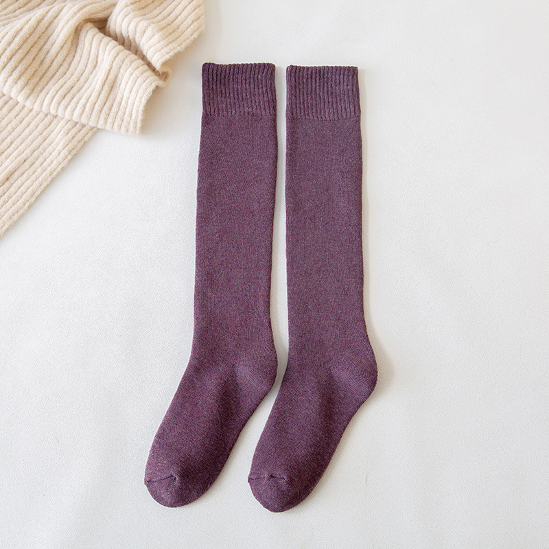 Calcetines de media pantorrilla de las mujeres calcetines de otoño e invierno engrosados Terry calcetines de pantorrilla calientes medias de toalla forradas de lana medias Zhuji altas