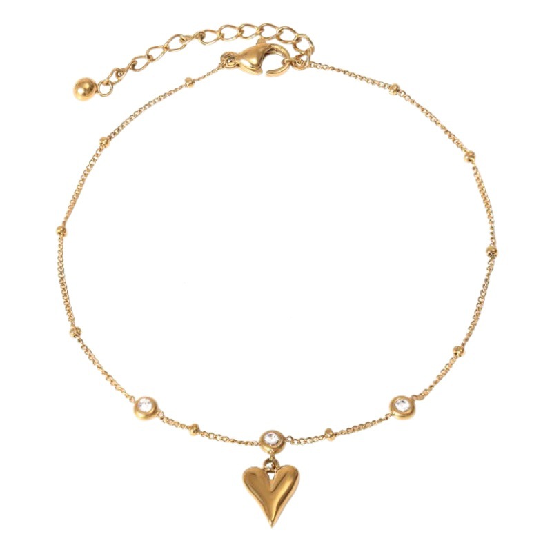 No fading New style simple titanium steel anklet girl high-end feeling red rope lucky summer fashion light luxury love heart foot ornaments