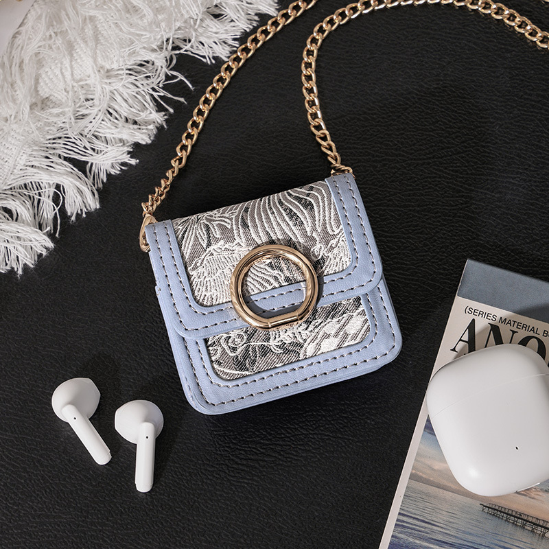 Cross-border Headset Storage Box Light Luxury Retro High-end Mini Storage Bag Bluetooth Headset Slant Bag Protective Cover