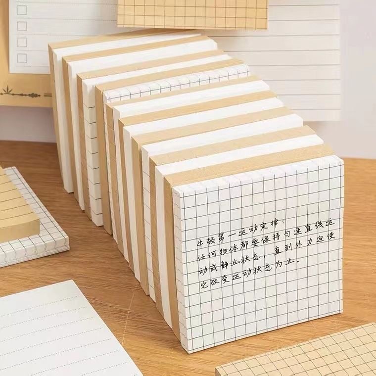 Simple bolsillo cuaderno estudiante Plaid en blanco página interior Bloc de notas recordatorio etiqueta Nota nota pegajosa n veces pegatinas