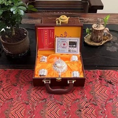 銀百福茶器龍鳳茶器セットプレゼントビジネスクリエイティブプレゼント卸売り銀盤銀茶コップ5点セット