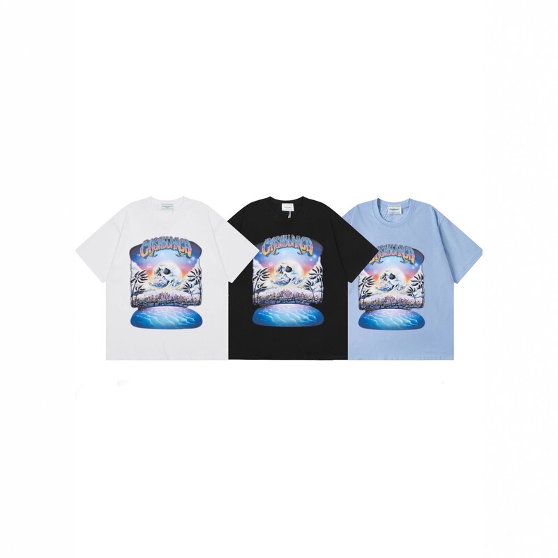 Cross-Border Exclusive Supply of Casa American-Style Trendy Brand Digital Print Loose Round-Neck Heavyweight Pure Cotton Short-Sleeve T-Shirt Couple's Edition