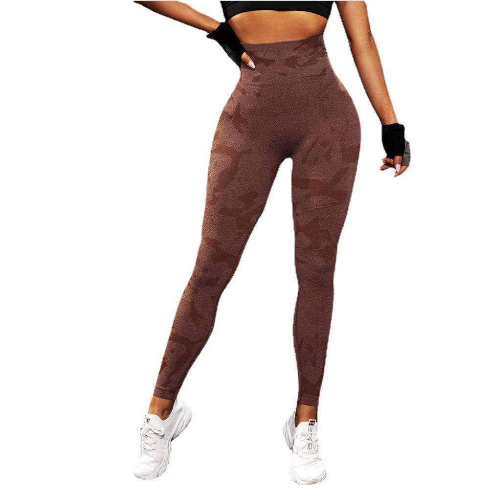 Nuevos pantalones de yoga sin costuras de cintura alta medias de levantamiento de cadera deportes tendencia de fitness de secado rápido patrón de camuflaje Pantalones deportivos