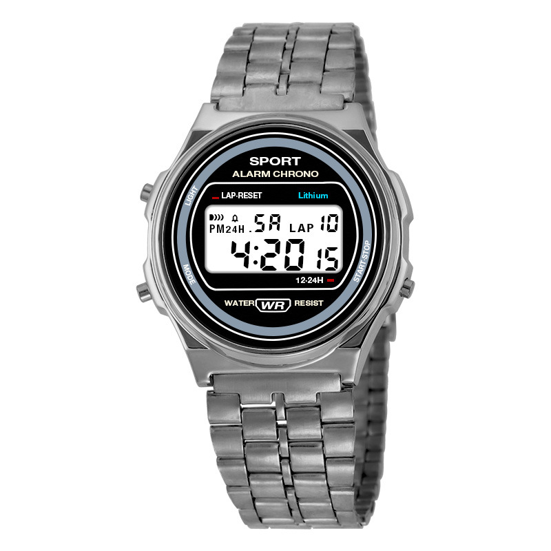 Nuevo reloj electrónico de estudiante masculino y femenino redondo Harajuku moda acero inoxidable con reloj electrónico multifuncional fábrica al por mayor