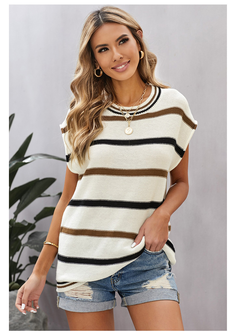 Striped color knit vest NSSI49985