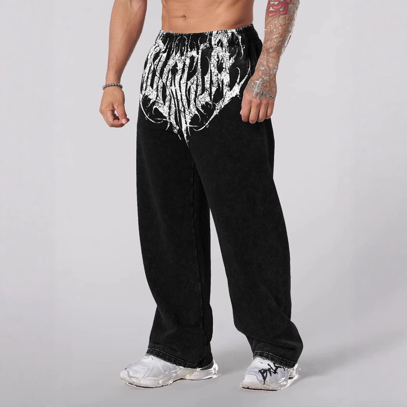 Youangla American Trendy Men's Sports Pants Jogging Sports Muscle Fitness Casual Pants Loose Straight Pants