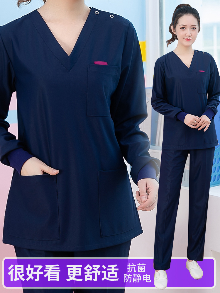 Korean version of hand-washing clothes thickened operating room men's and women's long-sleeved autumn and winter hand-washing clothes hand-washing clothes nurse's clothes doctor's work clothes