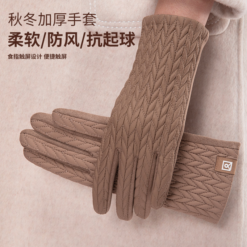 冬天保暖手套女户外骑行防风防寒加绒加厚可爱触屏新款冬跨境羽绒