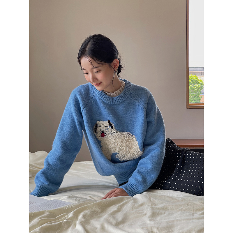 【Enfp Plush Puppy】Geming Korean Style Three-Dimensional Bow Sweater Winter Knitted Top for Women J281B