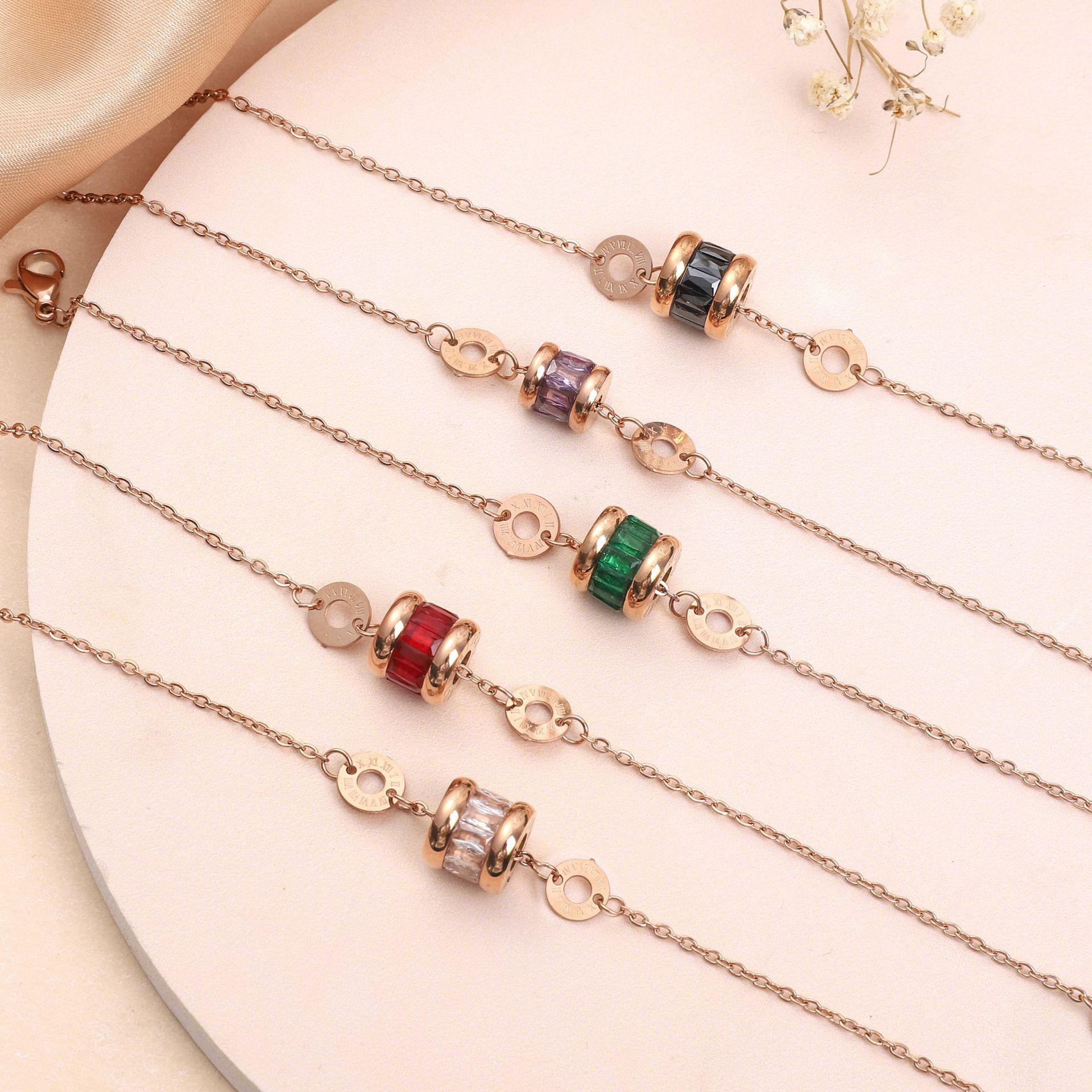 韩国风ins小众闺蜜本命年 手链不掉色高级设计感玫瑰金钛钢手链女