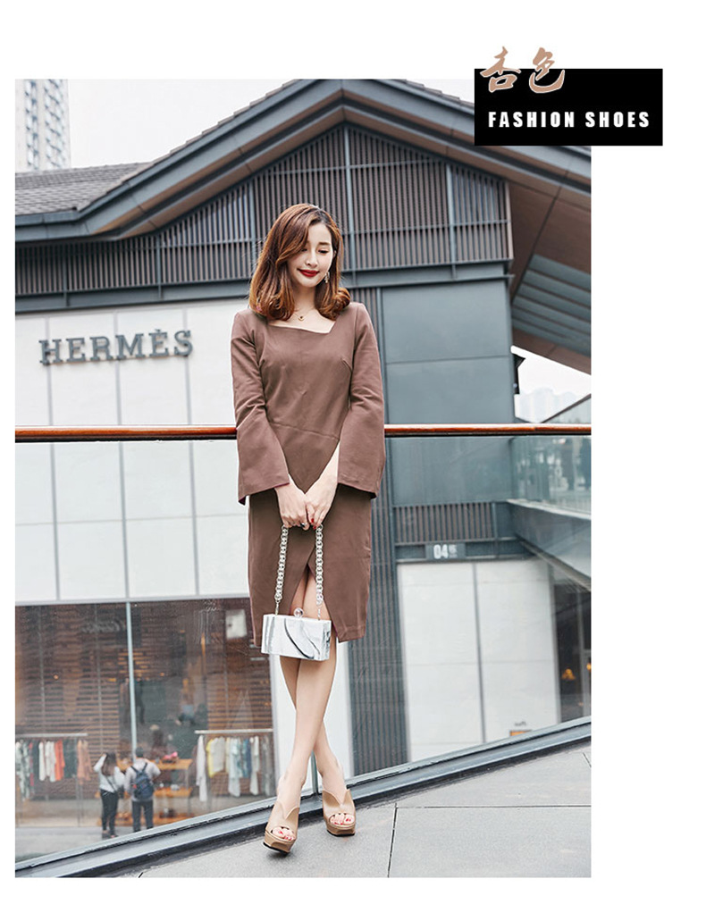 Sandal cao gót nữ hở mũi đế xuồng chống thấm, gót pha lê thời trang — Màu đen chi tiết 12