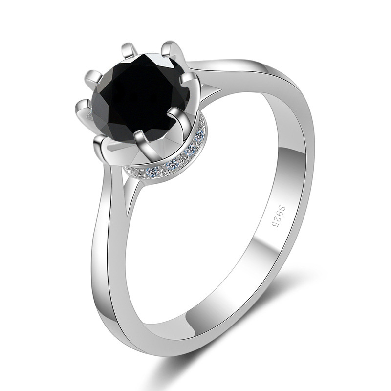 Anillo de plata S925 de ocho garras para mujeres de oro pt950 incrustado de un quilate rosa azul verde moissanita