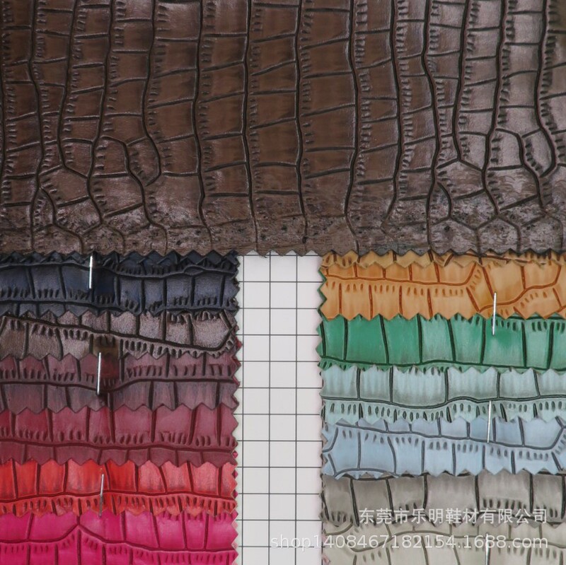 DP0019 spot wool bottom 0.9MMD embossed crocodile PU for shoes handbags bags and other leather