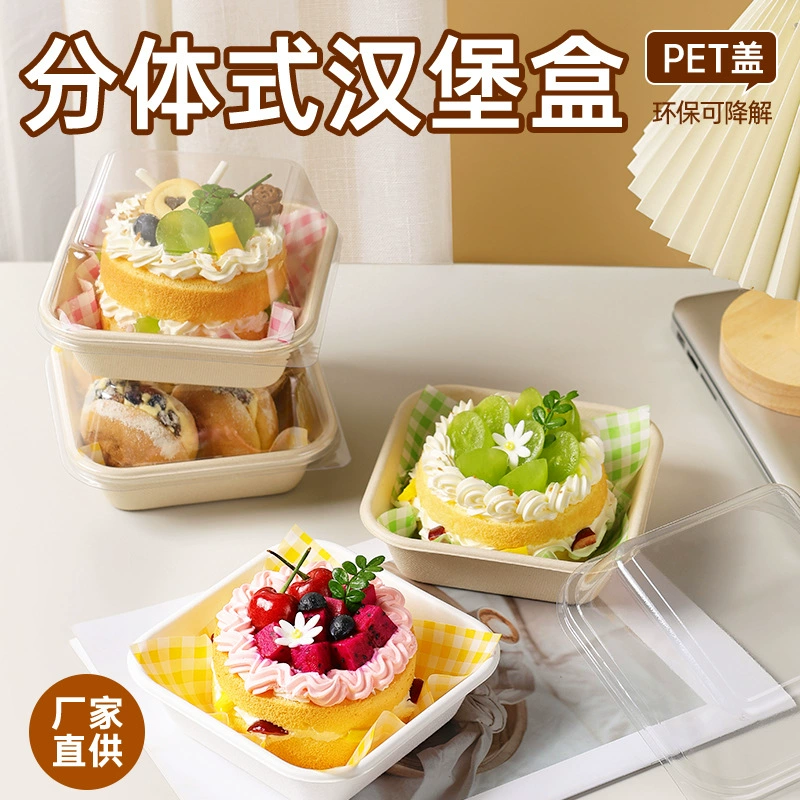 Ланч-бокс для пикника интернет-знаменитостей, одноразовый ланч-бокс, коробка для тирамису, биоразлагаемая коробка для гамбургеров из целлюлозы