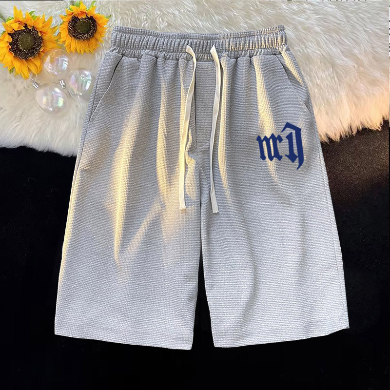 Waffle casual traje de los hombres de verano de seda de hielo de manga corta Camiseta de los hombres con ropa deportiva de marca de moda guapo