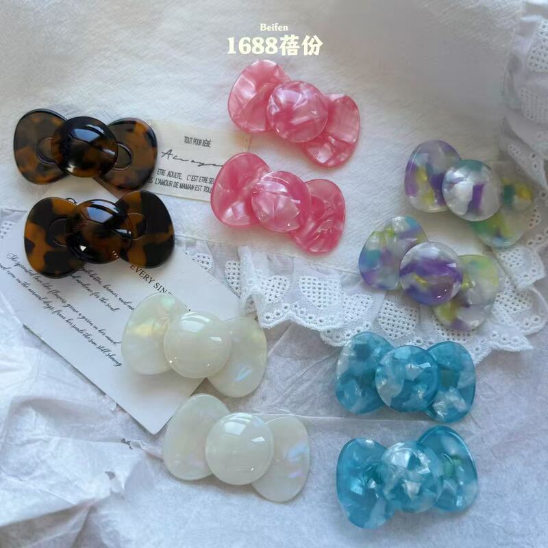 韩版可爱百搭蝴蝶结发夹侧边夹刘海碎发夹高颜值少女心醋酸鸭嘴夹|undefined