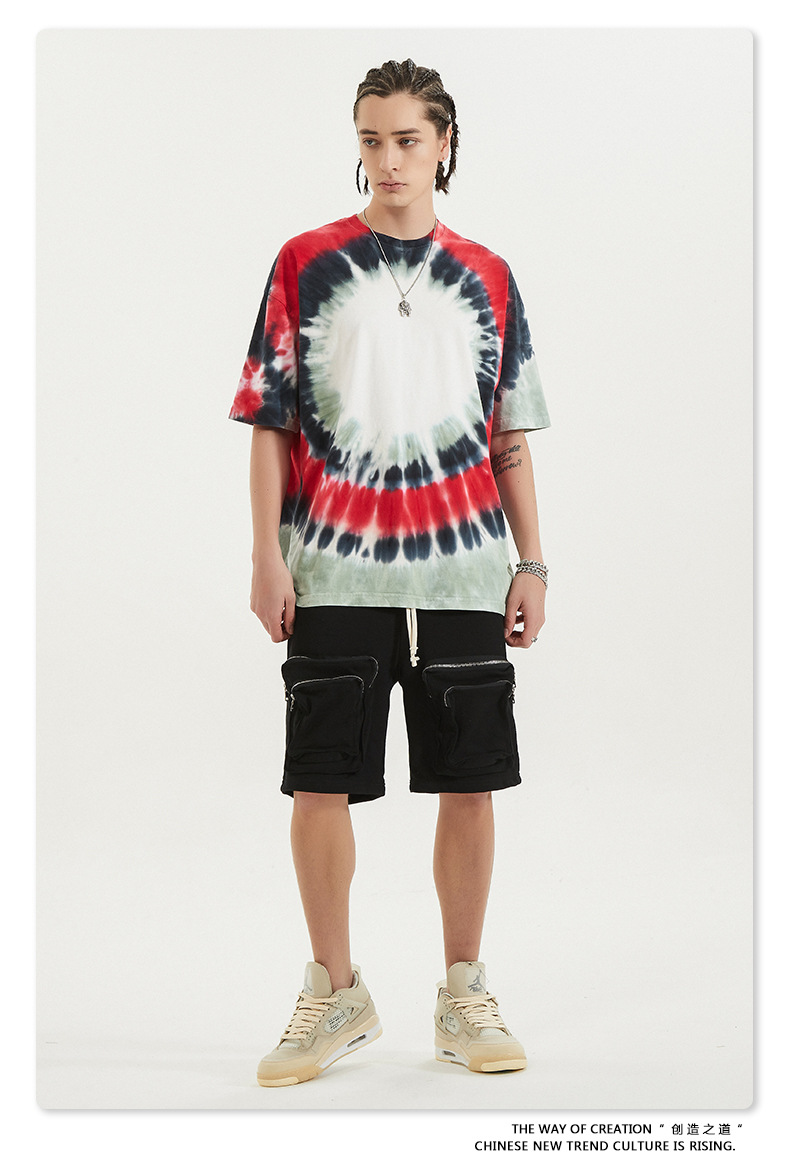 BE menswear | spring/summer European and American hip-hop explosion dyed shoulder short-sleeved dark wind high street loose tide T-shirt 12 8.jpg