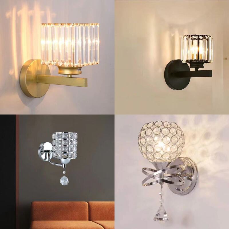 American modern simple crystal mirror headlight indoor bedroom bedside vanity mirror cabinet new wall lamp wholesale