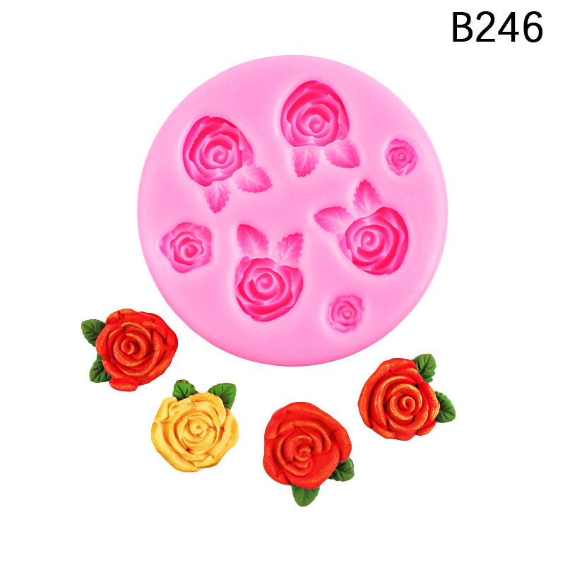 Fondant DIY Rosa molde con hojas flor resina mousse pastel mousse de chocolate decorativo aromaterapia molde