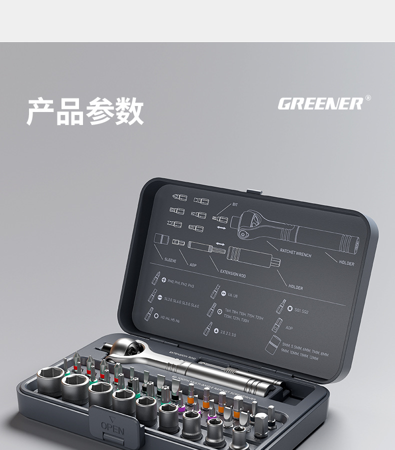 Lvlin Ratchet Screwdriver Combination Set, Multi-Function High Hardness Bi-Directional Bent Head Universal Tool Ratchet Wrench