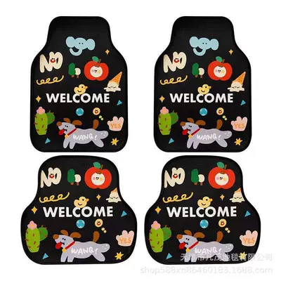 Avtomobil döşəmə paspasları, Cross-Border Cartoon Car Floor Mats - cartoon-floor-mat-02-set-of-four-5055-cm-crystal-velvet