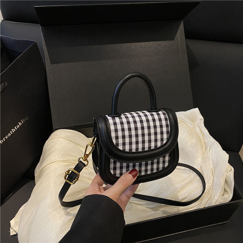 Bolso de hombro de niña a cuadros de moda coreana lindo bolso de bebé con lazo de perla mini bolso para niños de estilo occidental