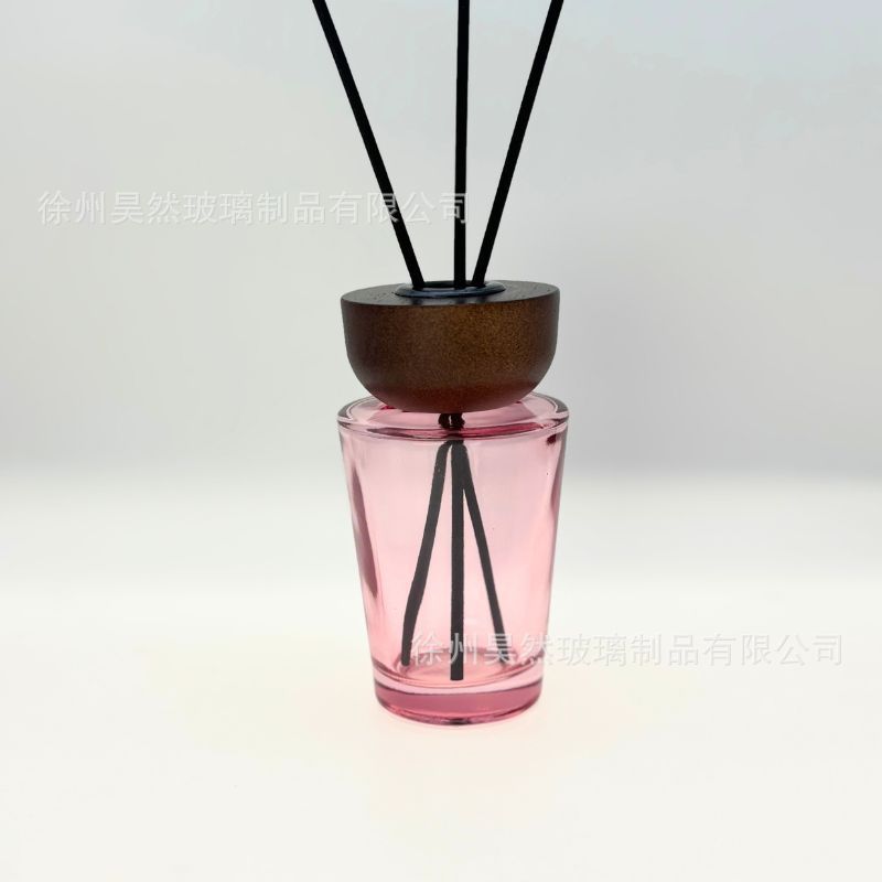 Botella vacía europea simple de alto valor nominal botella de fragancia de madera sólida botella de aceite esencial de caña cónica sin fuego 28 dientes botella de vidrio