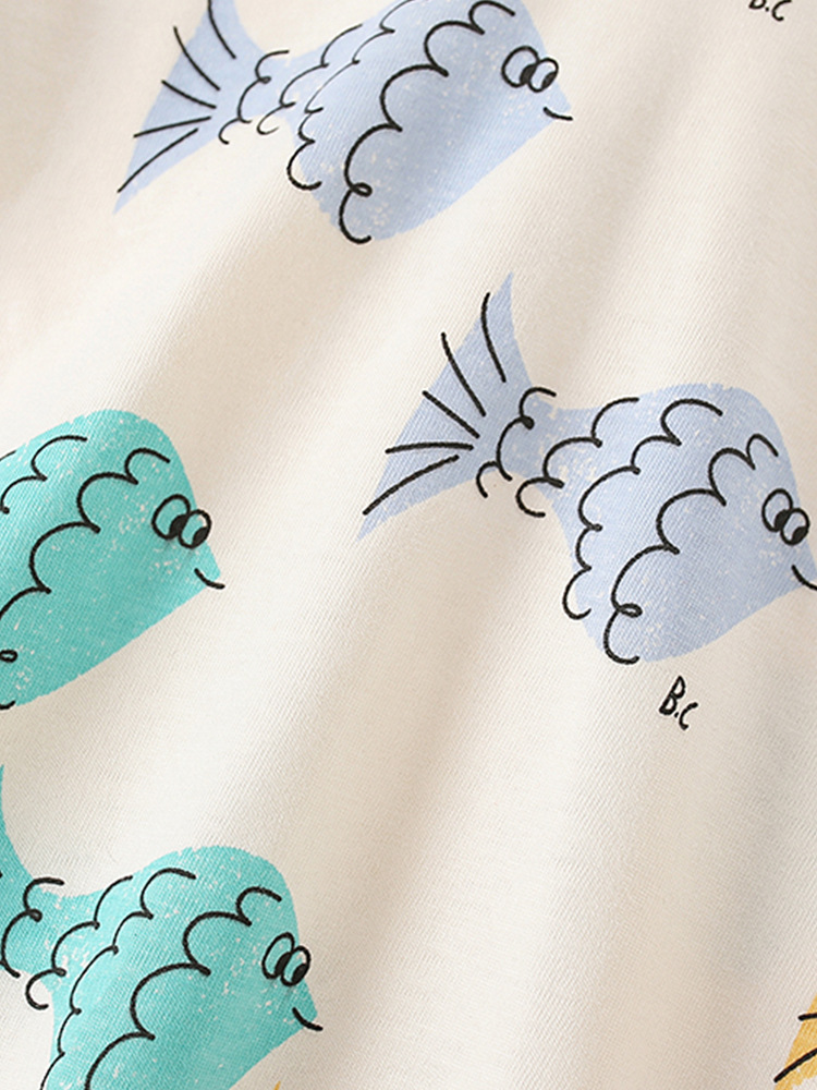 Malwee ropa infantil de verano nuevo estilo europeo y americano de niños pequeños lindos ropa infantil de cuello redondo de manga corta impresión de aire extranjero blusa