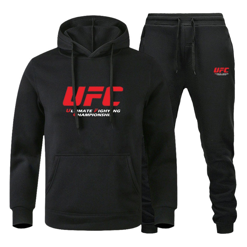 Traje de suéter de hombre transfronterizo de amazon otoño e invierno sudadera con capucha de lana roja UFC comercio exterior ocio traje deportivo