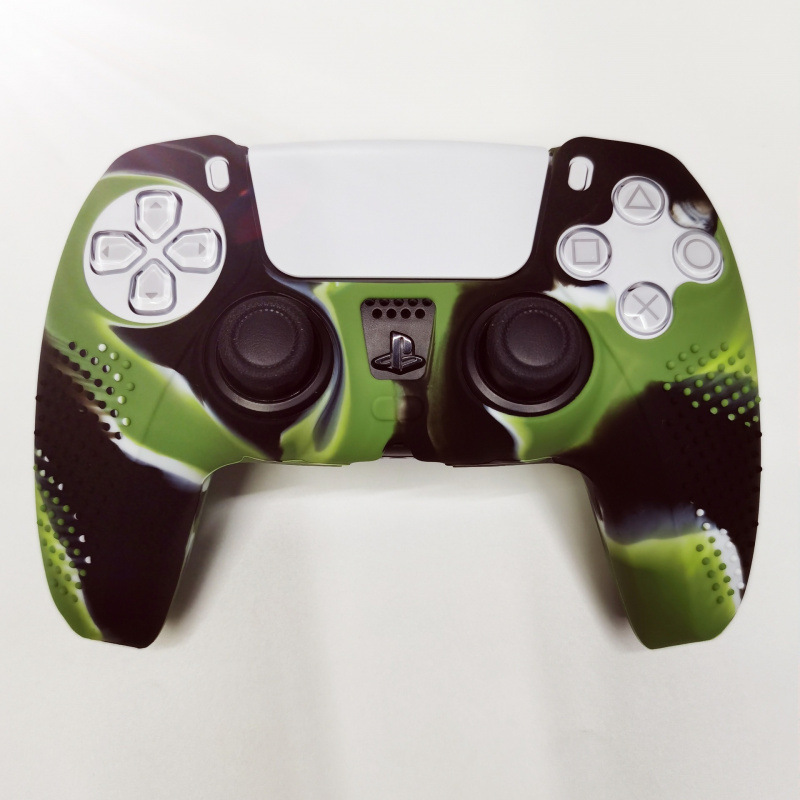 Adecuado para Black Myth Goku PS5 Gamepad Funda protectora de silicona con puntos antideslizantes Puro color mezclado camuflaje inalámbrico