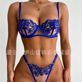 跨境货源 欧美外贸情趣内衣 性感女式水溶蕾丝刺绣内衣二件套批发