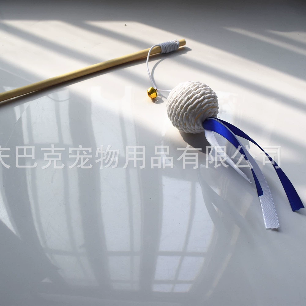 [Factory Outlet] Fun Cat Stick Cat Новый журнал Дерево Fun Cat Stick Синяя и белая лента Бумага Веревка Мяч Fun Cat Stick