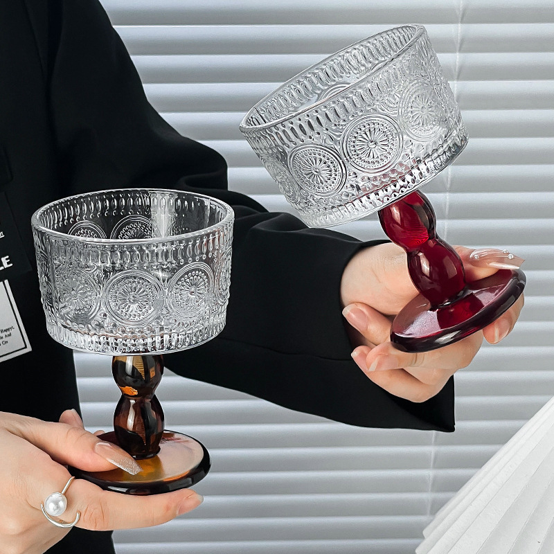 Nicho sensación de atmósfera copa de vino medieval copa de vidrio de pie alto copa de champán copa de vino tinto sensación alta copa de helado de viento