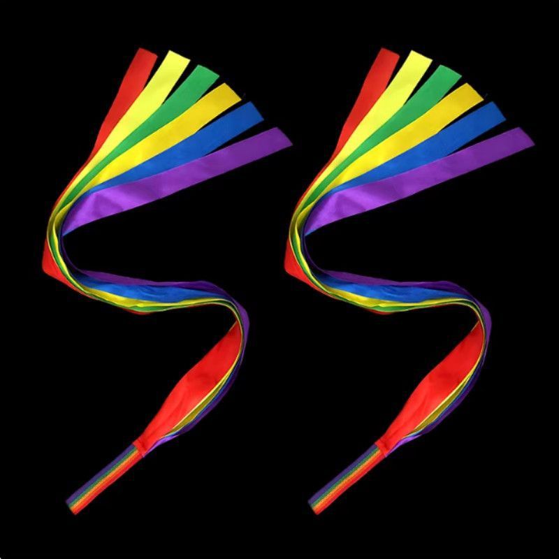 Children's dance ribbons, rhythmic gymnastics, dancing with ribbons, holding colorful ribbons, kindergarten performance props