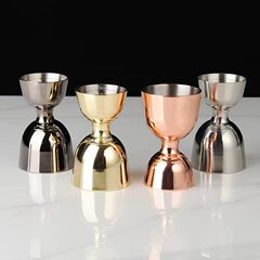 卸売カクテルオンスカップ インディアンスタイル両頭計量カップ ステンレス製目盛り付き計量カップ バーテンダー用計量カップ
