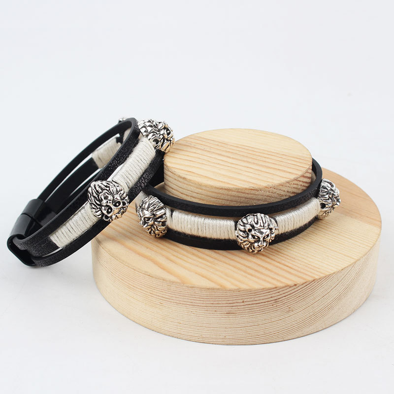 genuine retro polyurethane magnetic woven bracelet handmade