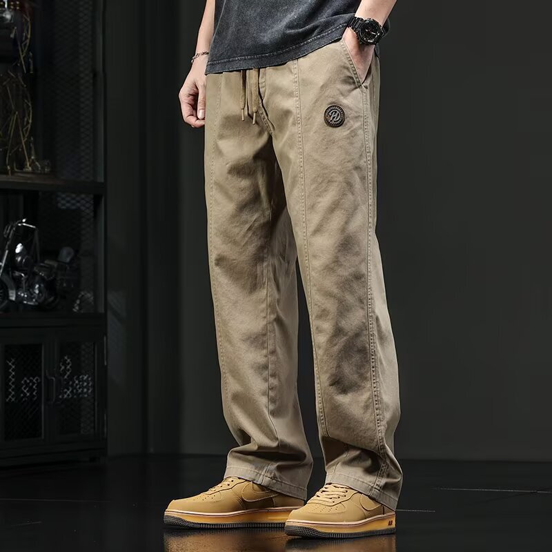 High Street Retro Straight Cargo Pants Spring and Autumn Men's Versatile Outerwear Long Pants Summer Thin Trendy Casual Trousers