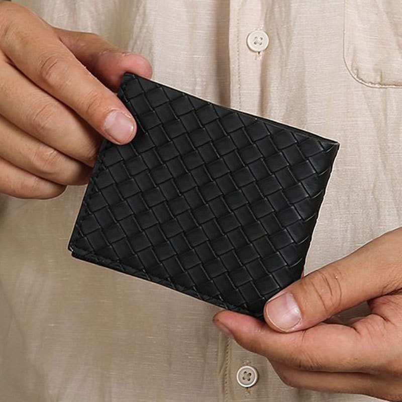 블랙 우븐 쇼트 지갑