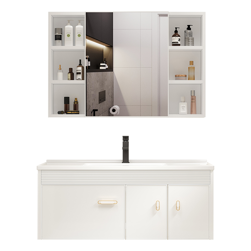 Gabinete de baño de aluminio espacio combinación cuarto de baño lavabo integrado lavabo de cerámica mesa de lavado hogar balcón lavabo