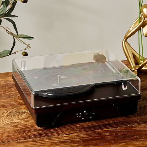 T03L Retro Chinese Record Player Multifunction Ornament Retro Phonograph Antique Wood-Made Black Record Player