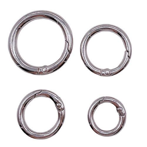 Zinc alloy spring clasp, hanging plated spring ring luggage DIY accessories, open-mouthed round ring bag hooks, pom-pom hooks