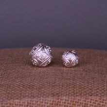 足银999招财进宝金钱珠转运手串配珠文玩玉石横穿隔珠纯银编织